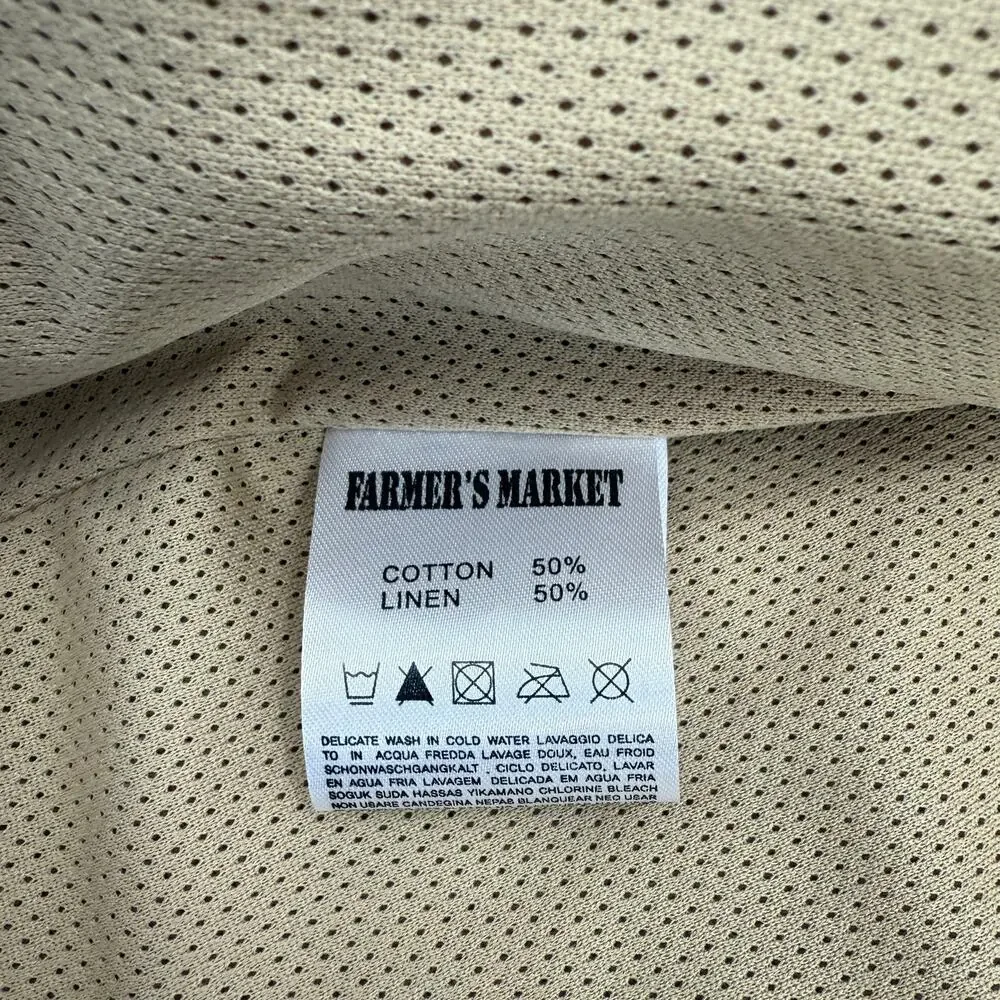 FARMER'S MARKET Mens Fleece Full Zip Jacket Size M Oversized Boxy Cotton Linen